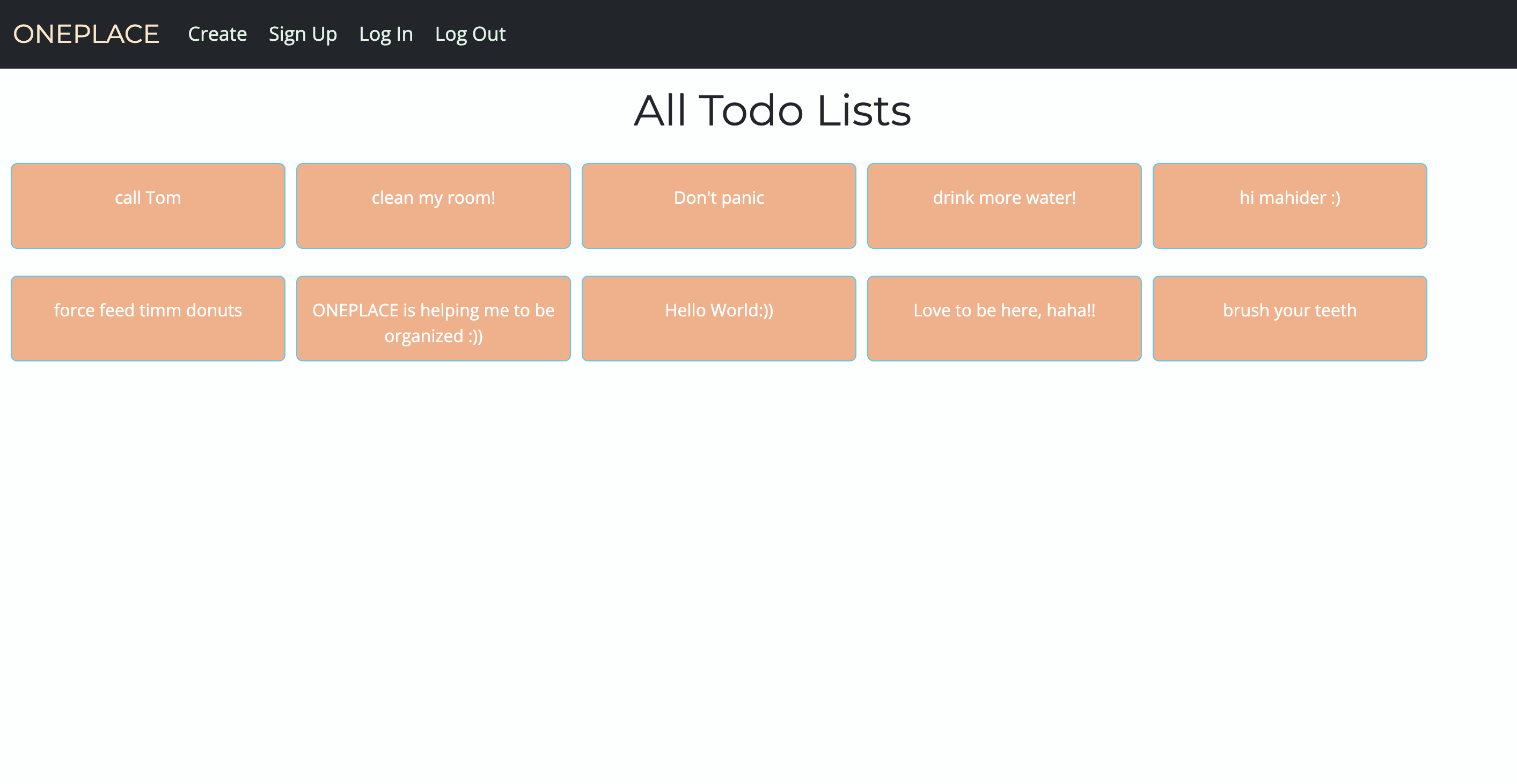 ONEPLACE todo list project